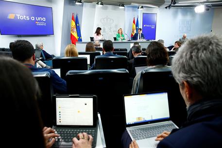 25/02/2025. Rueda de prensa tras el Consejo de Ministros: Pilar Alegría, Ana redondo y Óscar López. La ministra de Igualdad, Ana Redondo; la...